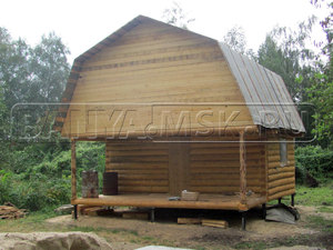 Дом-баня с мансардой, ломаная крыша